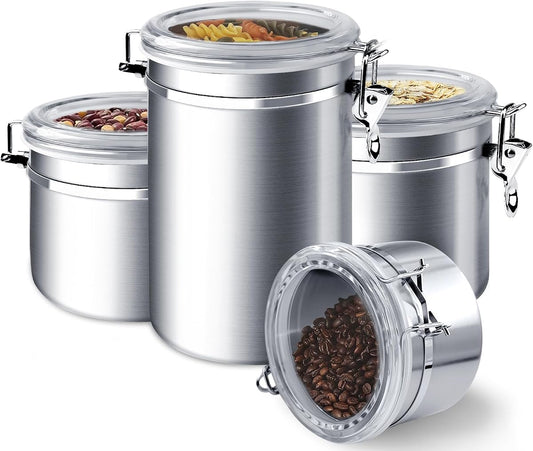 Airtight Food Storage Canister Set - Black Lid, Set of 7 product photo