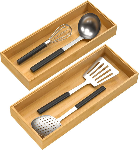 Bamboo Drawer Organizer Tray - Natural Bamboo, Large product photo