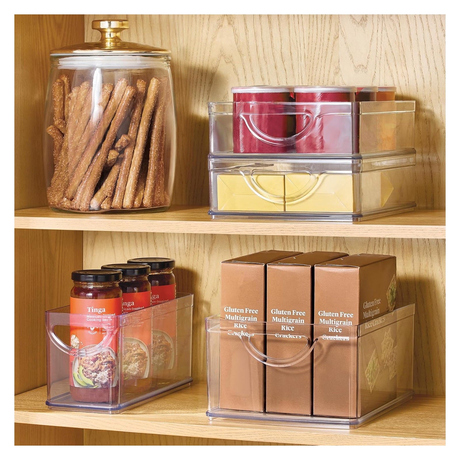 Womack Marrow Homeware Clear Stackable Pantry Storage Bin - Set of 4 - Clear Wide photo