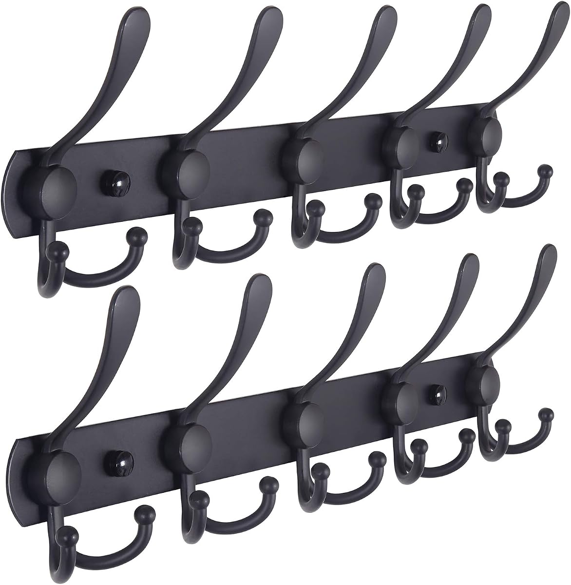 Entryway Wall Hook Rail - Black, 6 Hooks product photo
