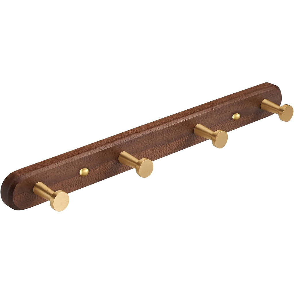 Womack Marrow Homeware Entryway Wall Hook Rail - 4 Hooks - Natural Wood photo