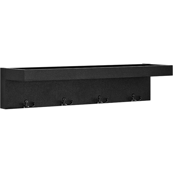 Womack Marrow Homeware Floating Wall Shelf with Hooks - Black photo