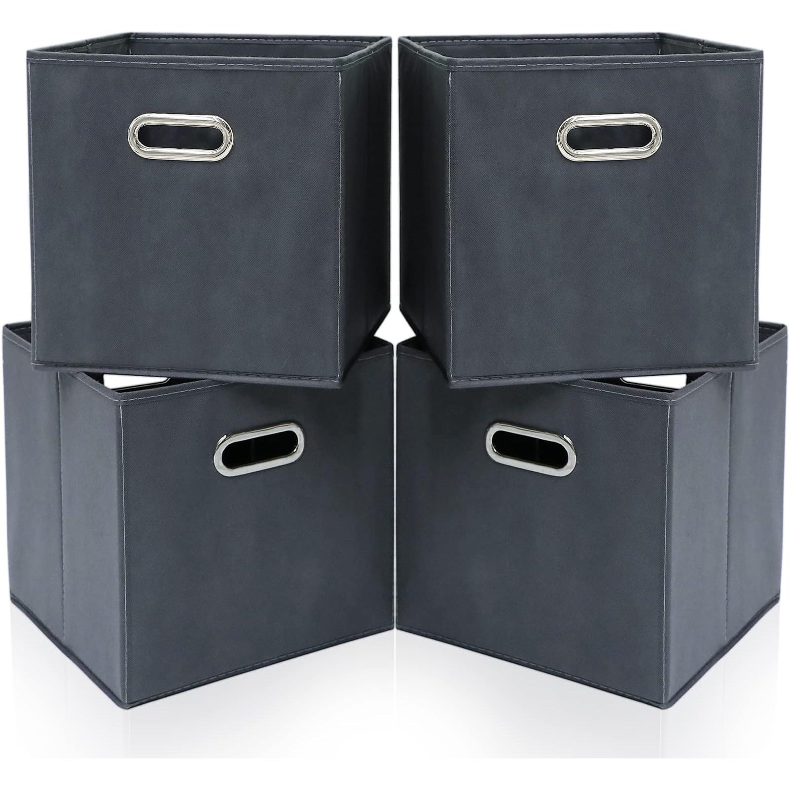Womack Marrow Homeware Foldable Fabric Storage Bin - Set of 4 - Gray photo Main image