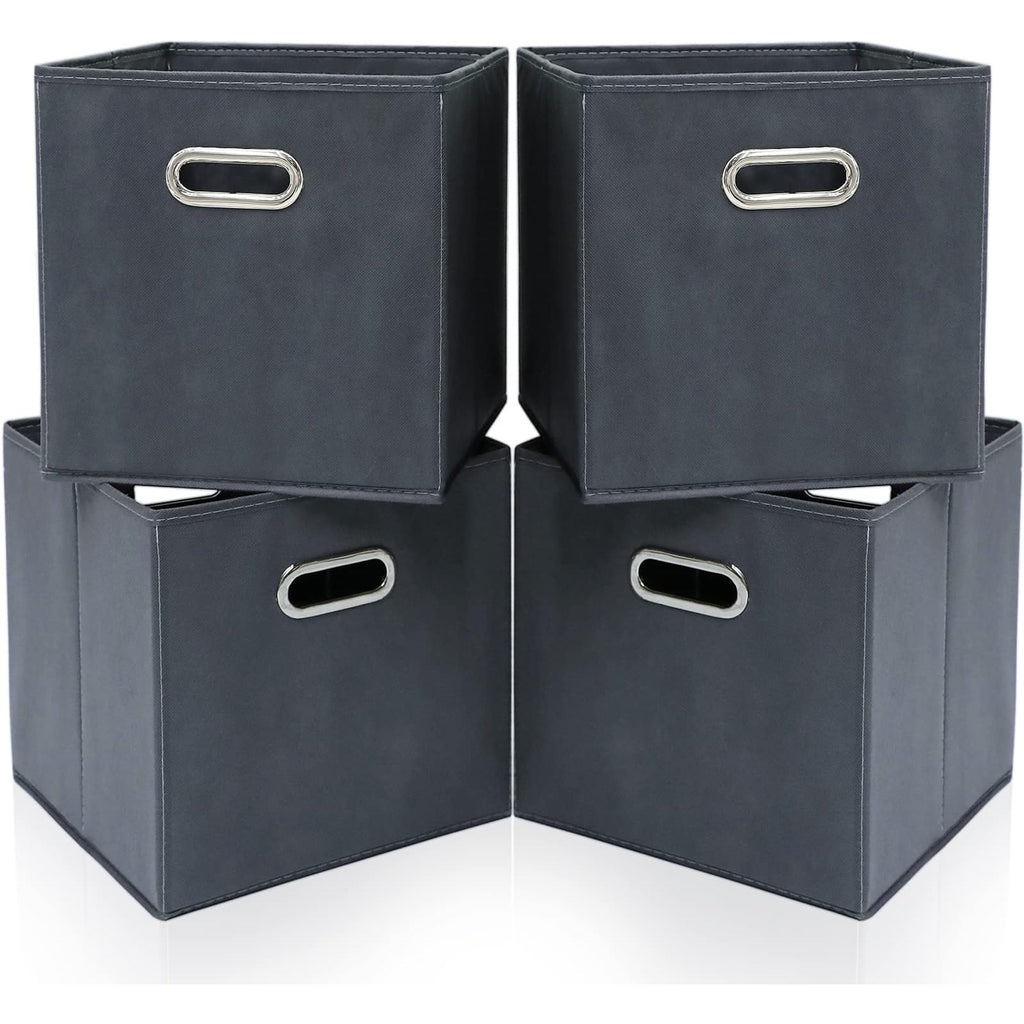 Womack Marrow Homeware Foldable Fabric Storage Bin - Set of 4 - Gray photo