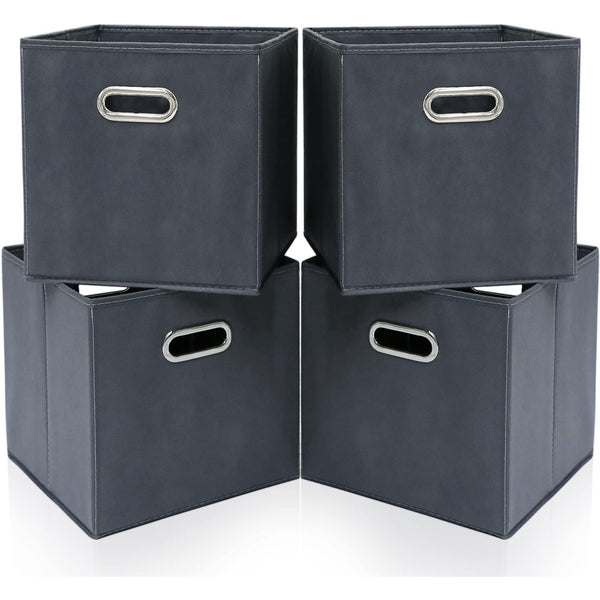 Womack Marrow Homeware Foldable Fabric Storage Bin - Set of 4 - Gray photo