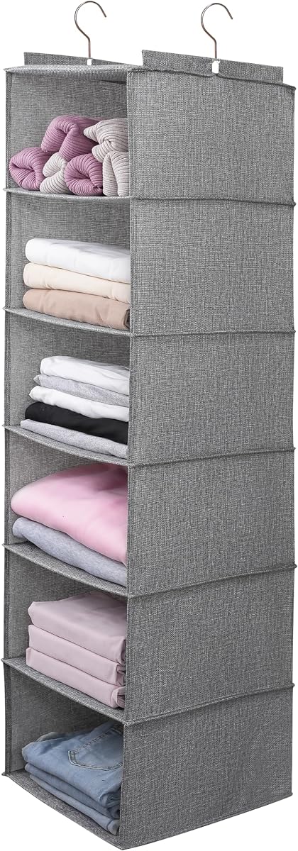 Hanging Closet Organizer with Shelves - Gray, 6-Shelf product photo