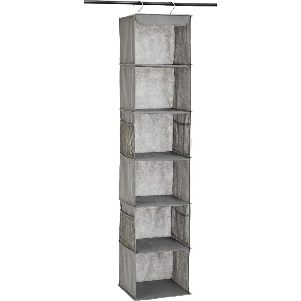 Womack Marrow Homeware Hanging Closet Organizer with Shelves - 6-Shelf - Gray photo