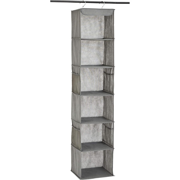 Womack Marrow Homeware Hanging Closet Organizer with Shelves - 6-Shelf - Gray photo