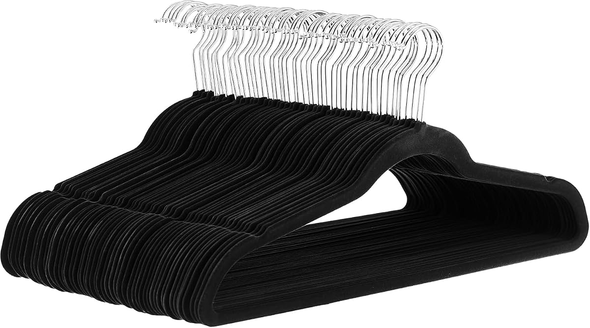 Non-Slip Velvet Clothes Hangers - Black, 30-Pack product photo