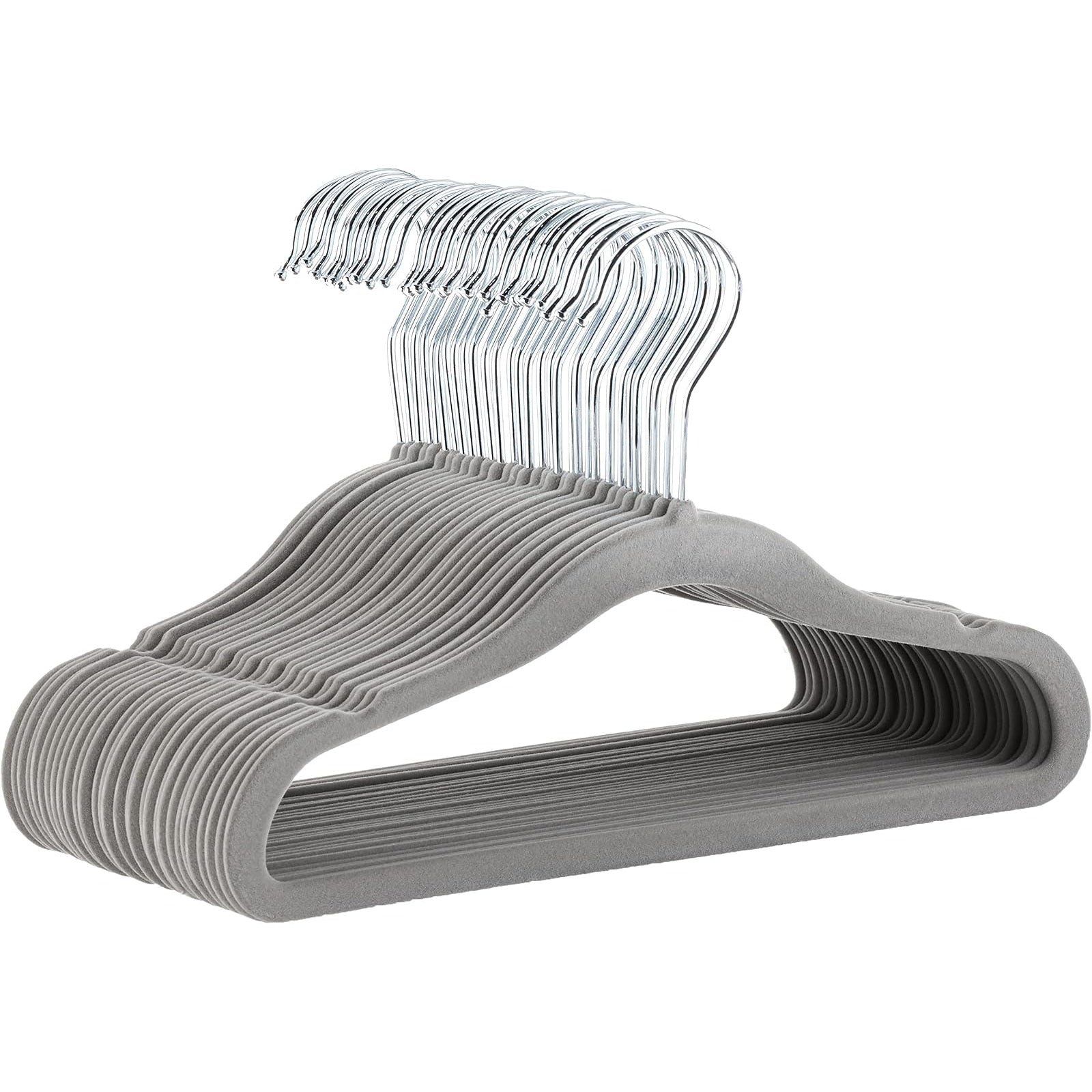 Womack Marrow Homeware Non-Slip Velvet Clothes Hangers - 30-Pack - Gray photo Main image