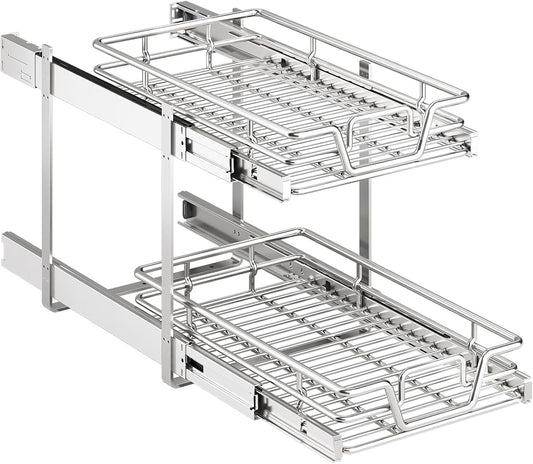 Pull-Out Cabinet Drawer Basket - Bronze, Single Tier product photo