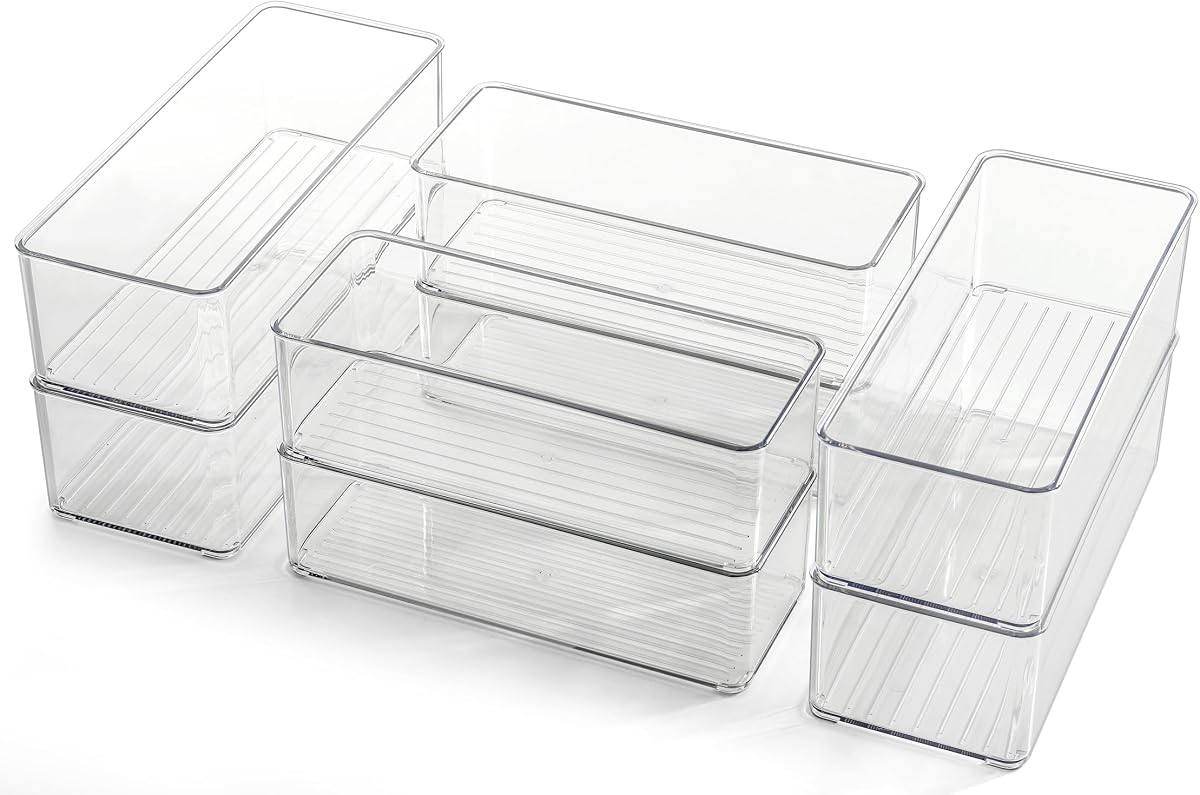 Stackable Drawer Organizer Bin - White, Large product photo