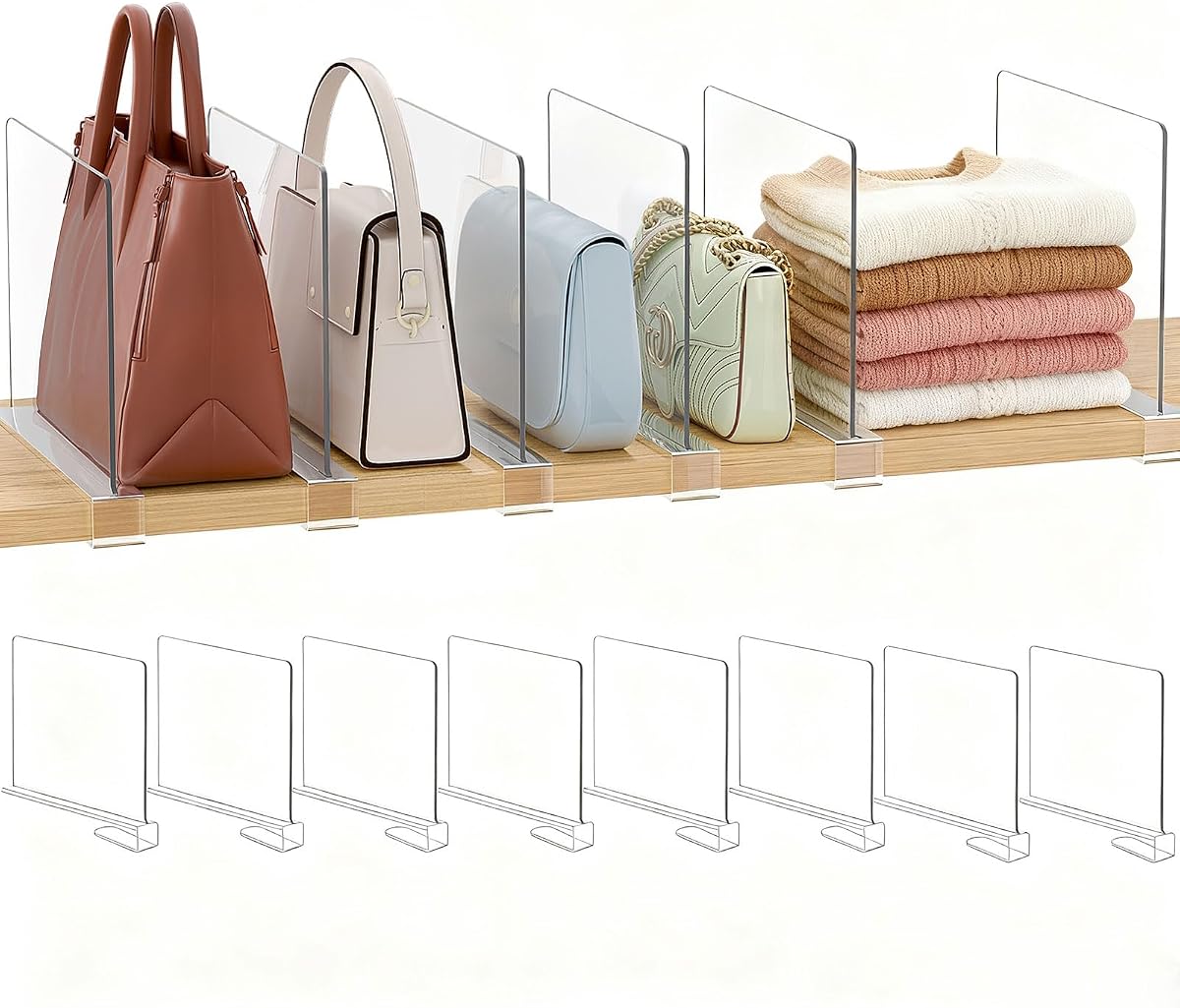Adjustable Tension Shelf Divider - Clear, 8-inch product photo