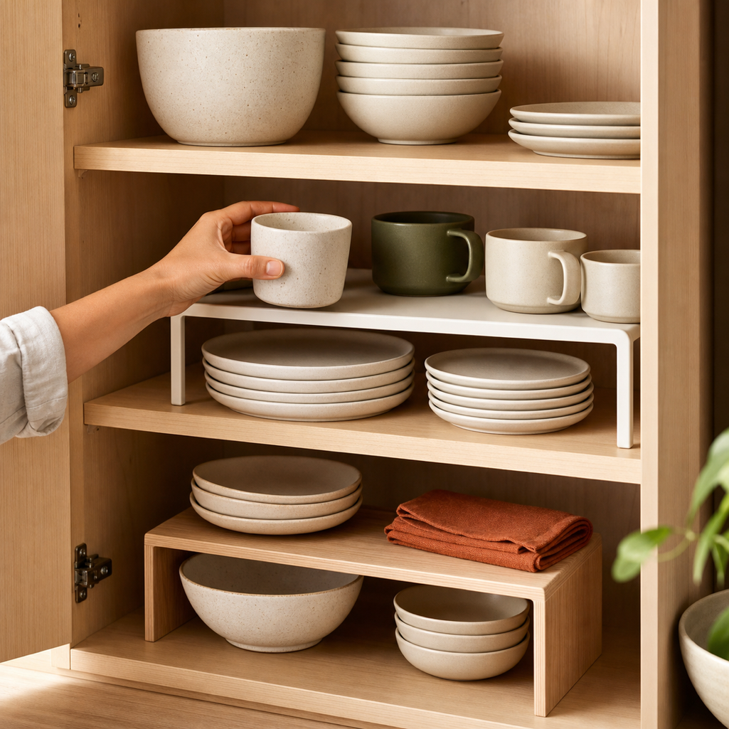 Shelving and risers organization