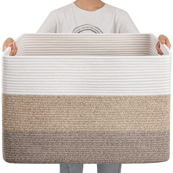 Womack Marrow Homeware Woven Cotton Rope Storage Basket - Large - Beige photo
