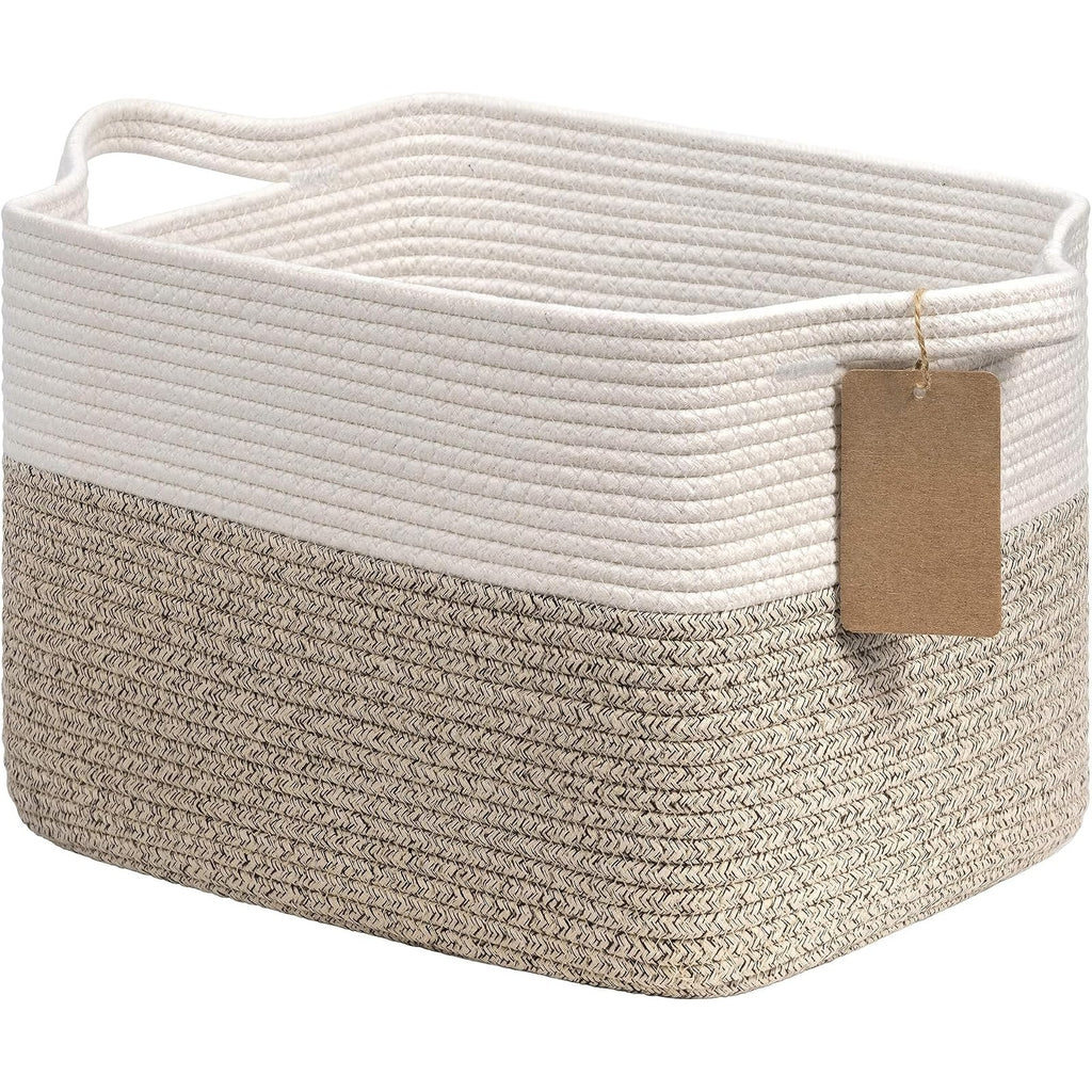 Womack Marrow Homeware Woven Cotton Rope Storage Basket - Medium - Beige photo