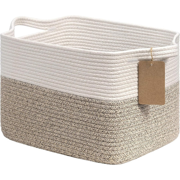 Womack Marrow Homeware Woven Cotton Rope Storage Basket - Medium - Beige photo