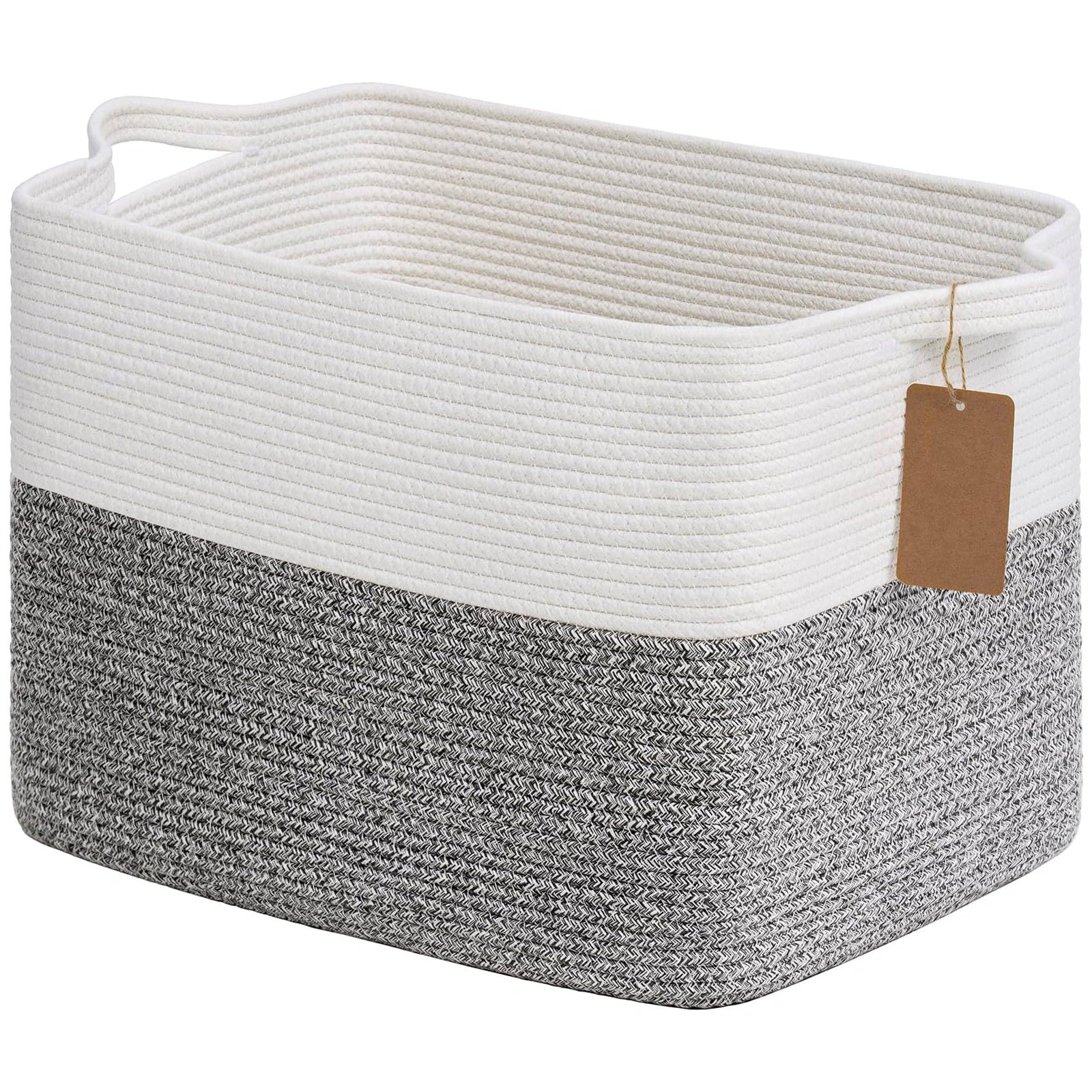 Womack Marrow Homeware Woven Cotton Rope Storage Basket - Medium - Gray photo