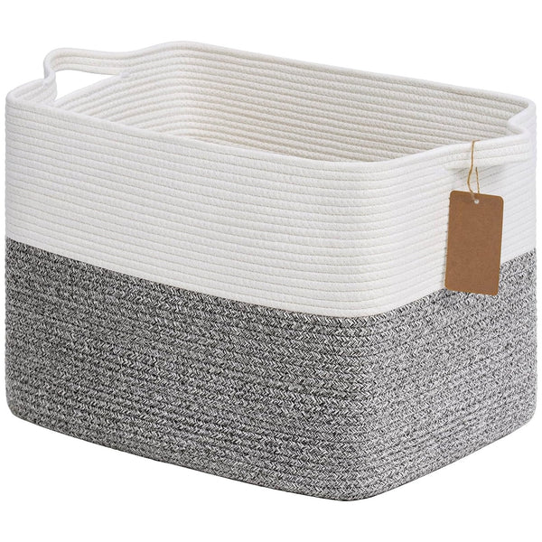 Womack Marrow Homeware Woven Cotton Rope Storage Basket - Medium - Gray photo