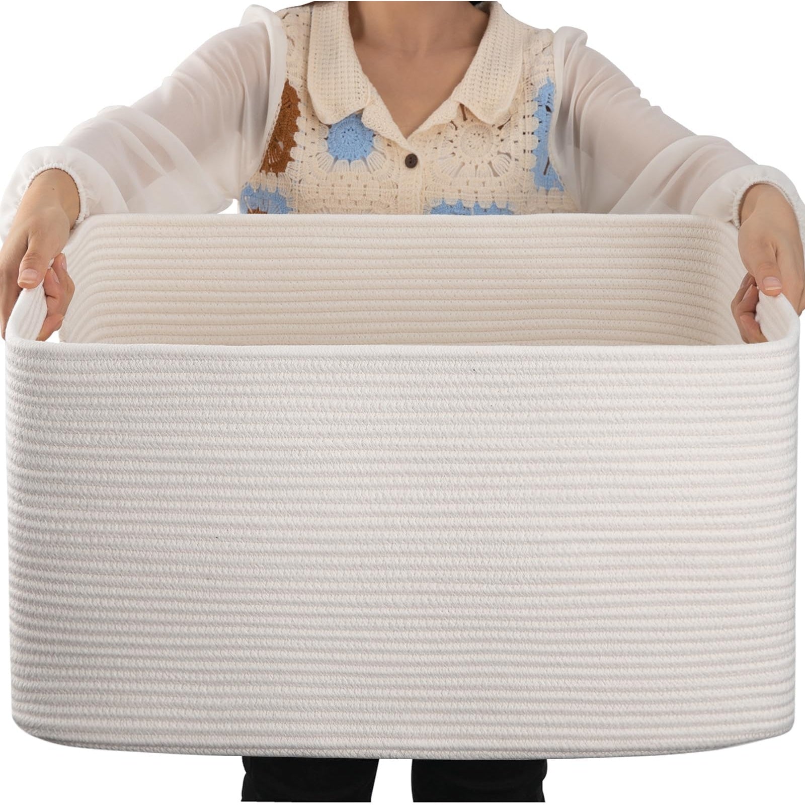 Woven Cotton Rope Storage Basket - Large Secondary image