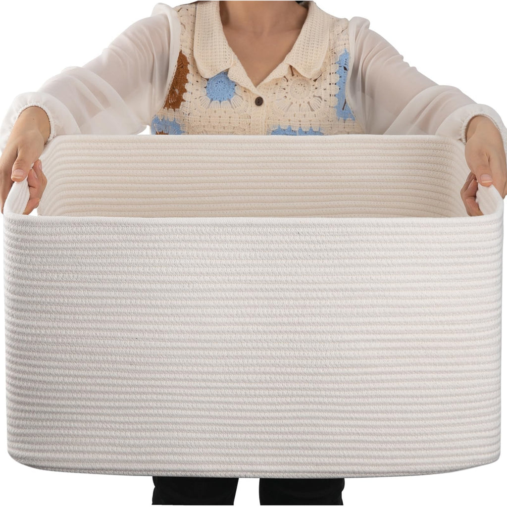 Womack Marrow Homeware Woven Cotton Rope Storage Basket - Large - White photo