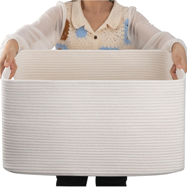 Womack Marrow Homeware Woven Cotton Rope Storage Basket - Large - White photo
