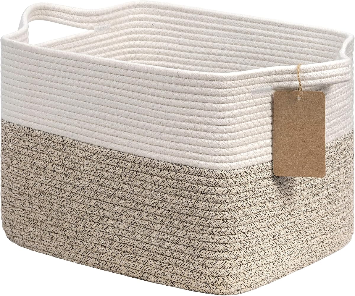 Woven Storage Basket with Handles - Gray, Small product photo